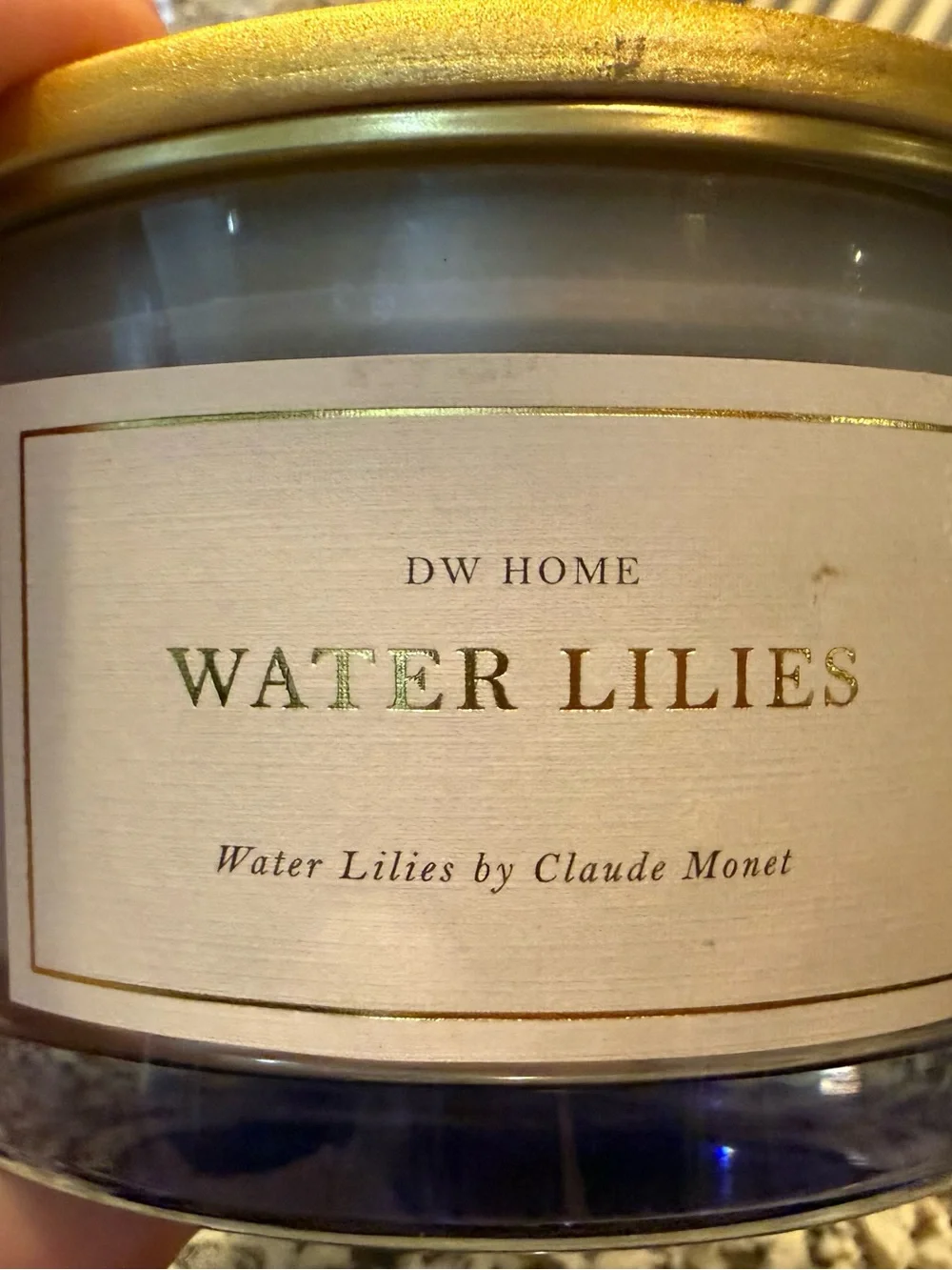 DW Home Claude Monet Water Lilies Decorative Candle - Blue with Gold Accents